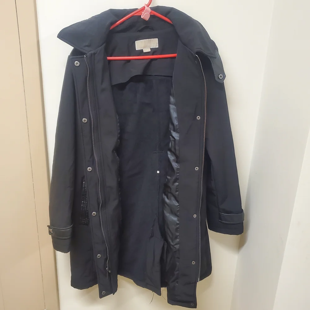 Michael Kors Women's L Black Hooded Water Resistant Coat Parka